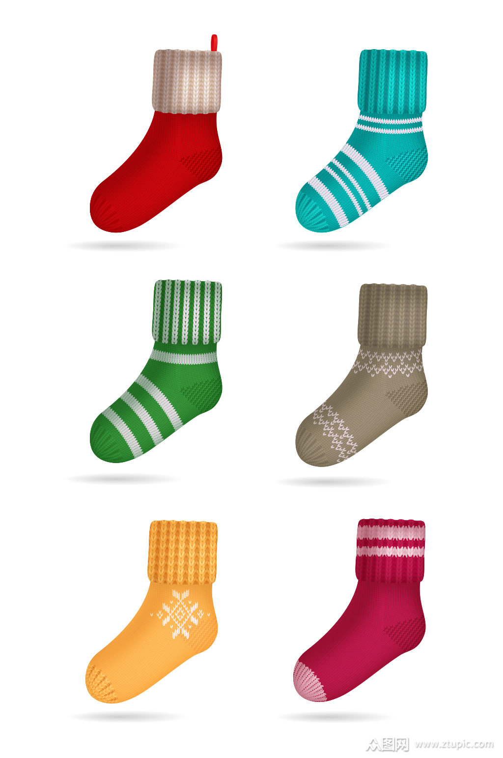 矢量彩色袜子圣诞袜子棉袜元素设计模板下载-编号