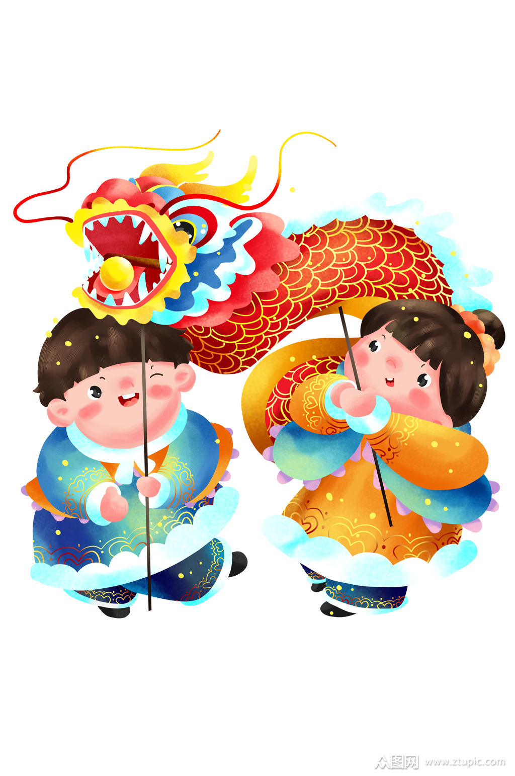 新年活动福娃舞龙灯