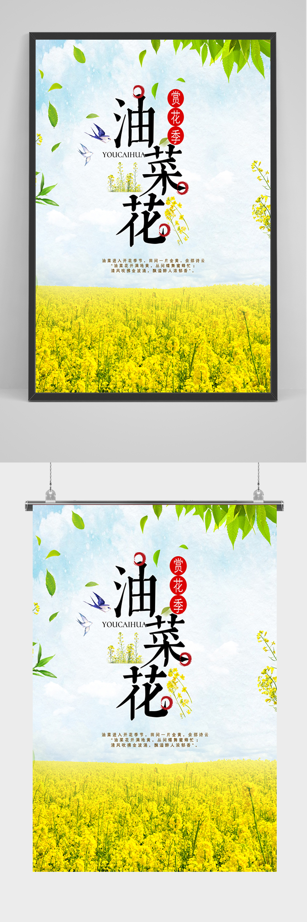 唯美油菜花宣传海报