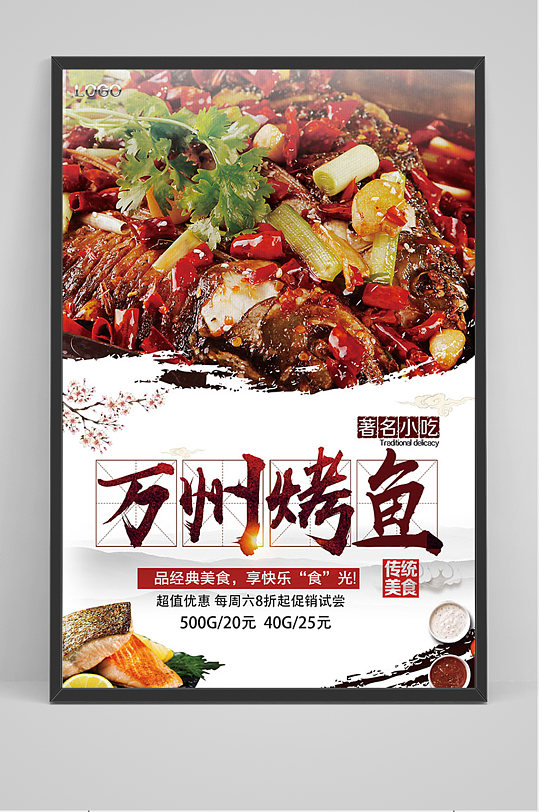 万州烤鱼美食宣传海报