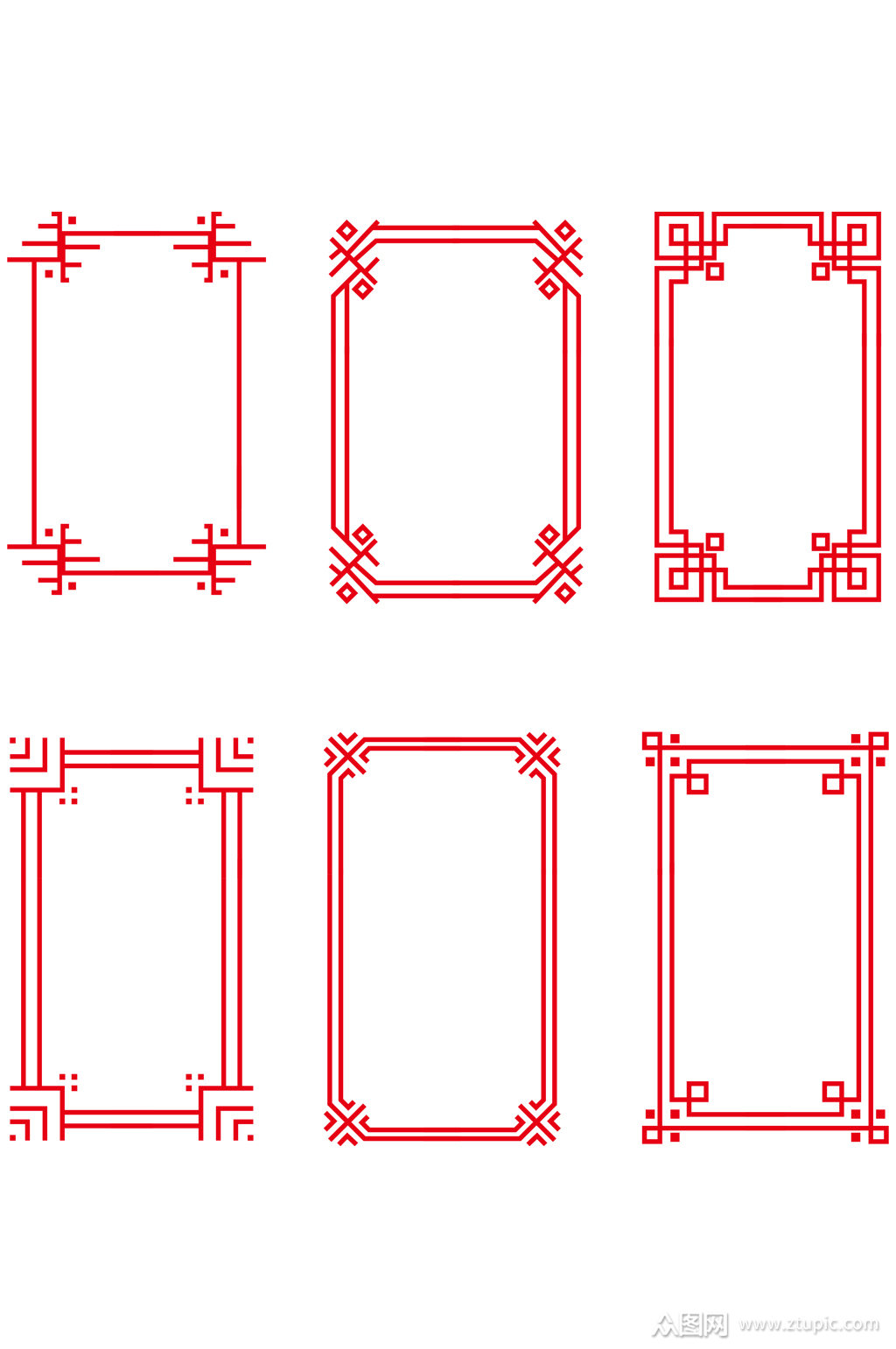 中式中国风边框红色标题文本框免扣元素素材