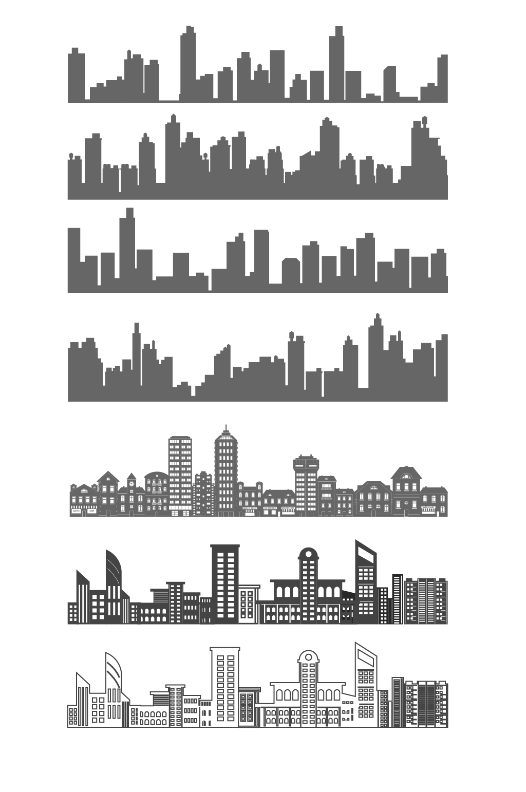 现代城市天际线建筑高楼大厦剪影