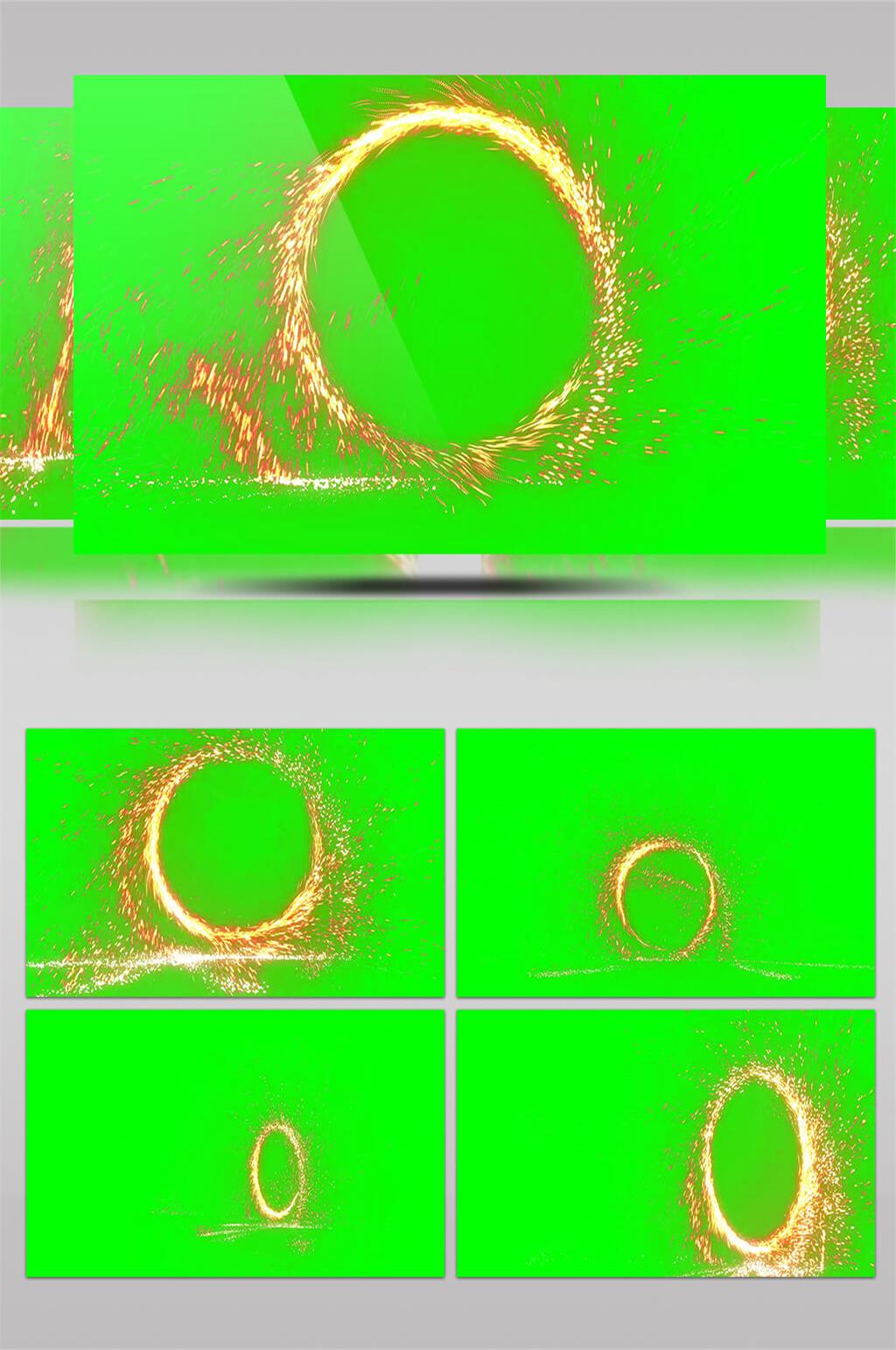 红色火花光圈旋转粒子传送门特效绿屏素材