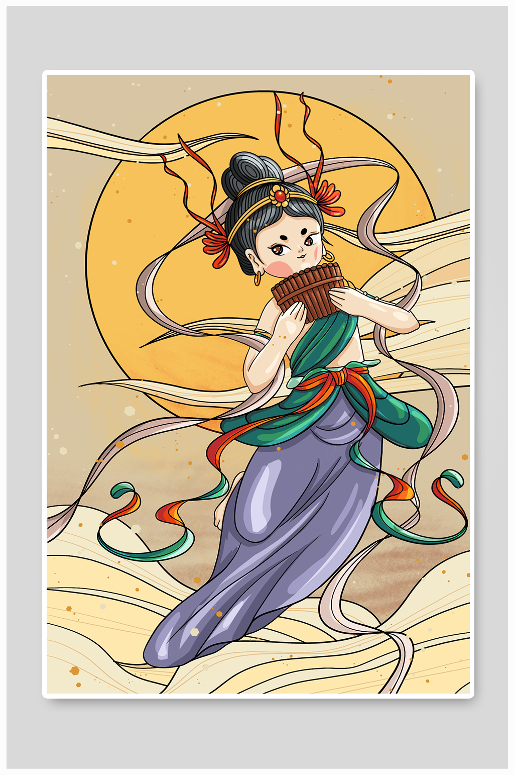 敦煌飞天舞蹈敦煌壁画插画