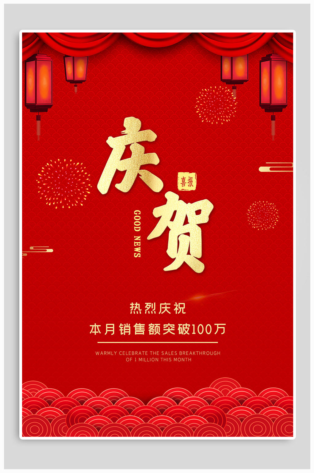 喜报祝贺销售突破海报