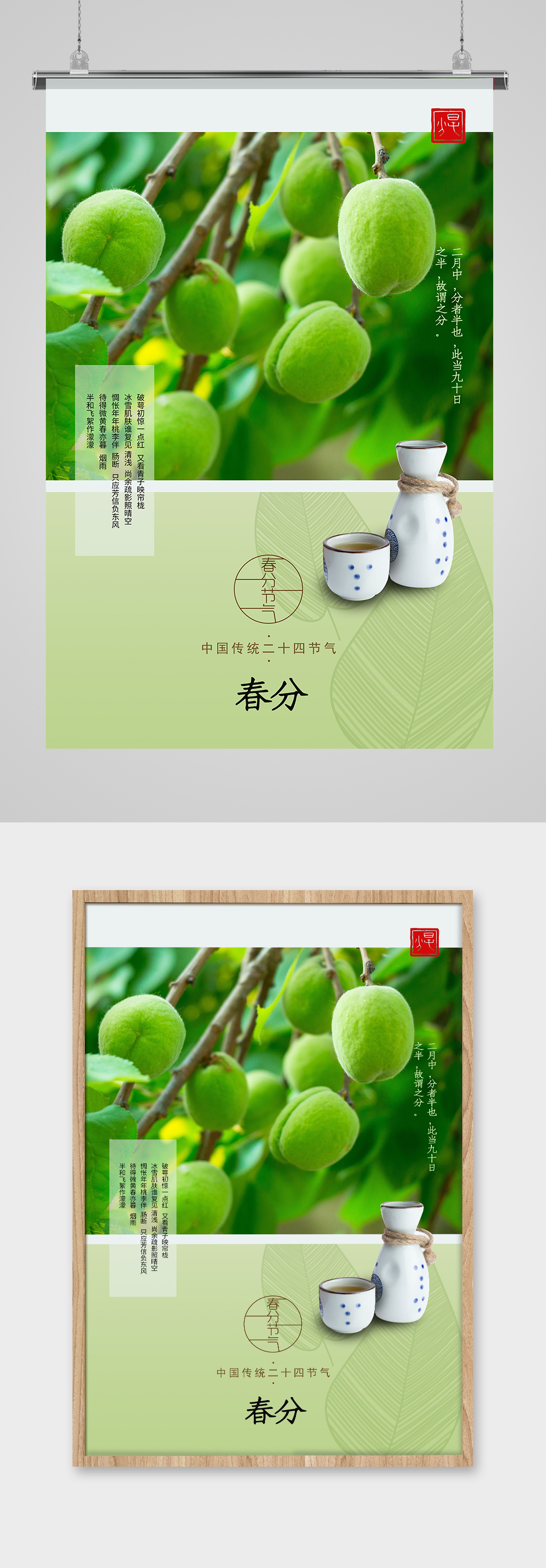 春分节气梅子酒海报
