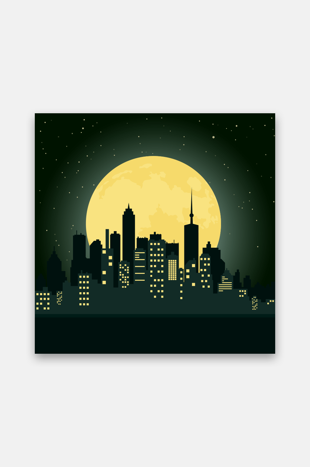 夜晚城市剪影矢量插画