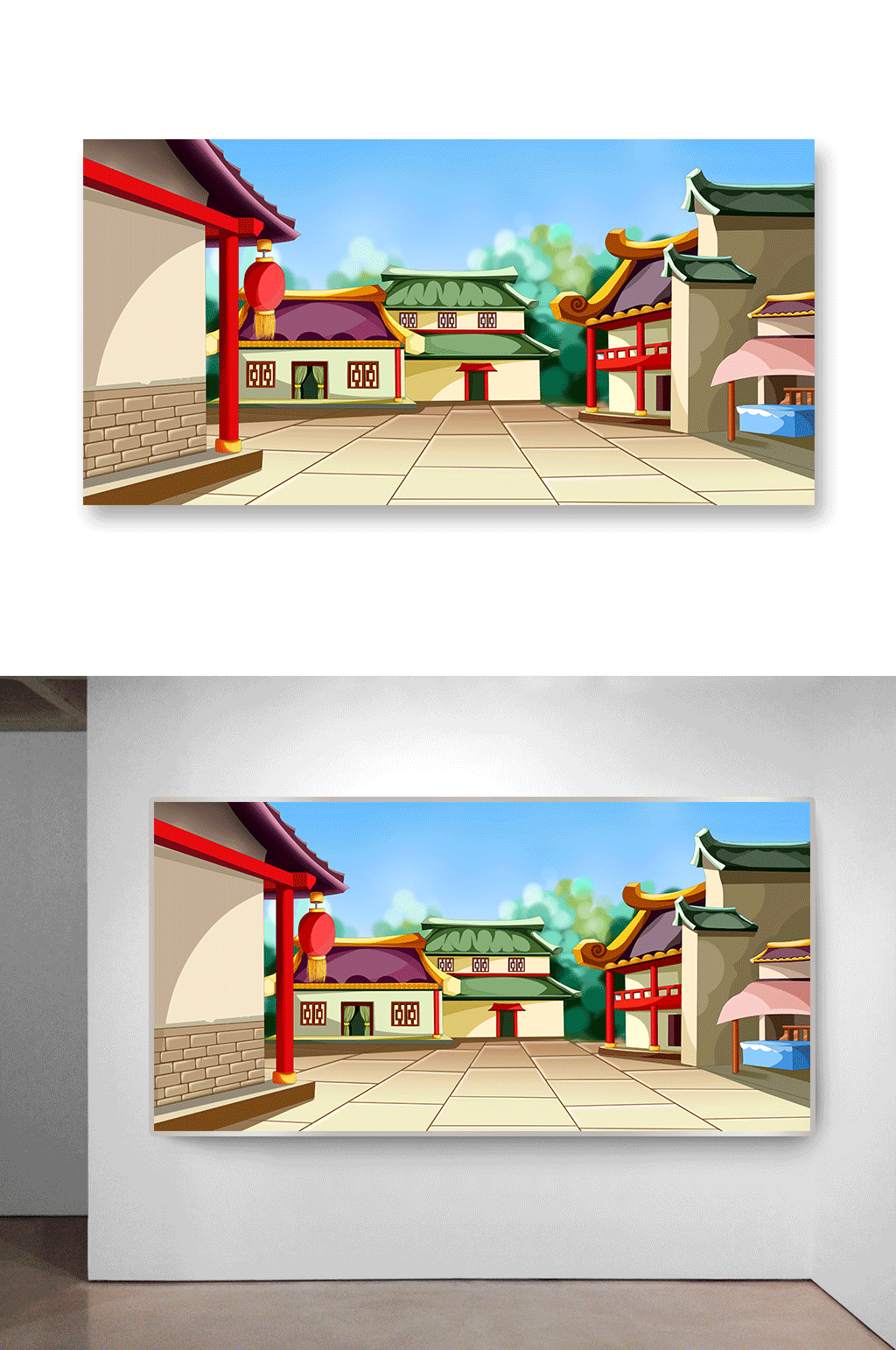 古代建筑房屋插画