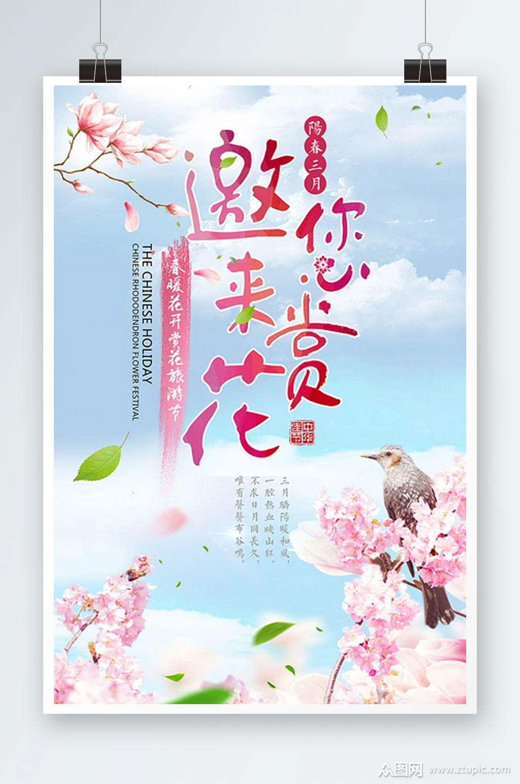 阳春三月赏花节春季海报素材