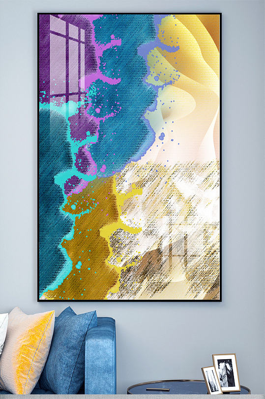 水彩油画色彩撞色装饰画