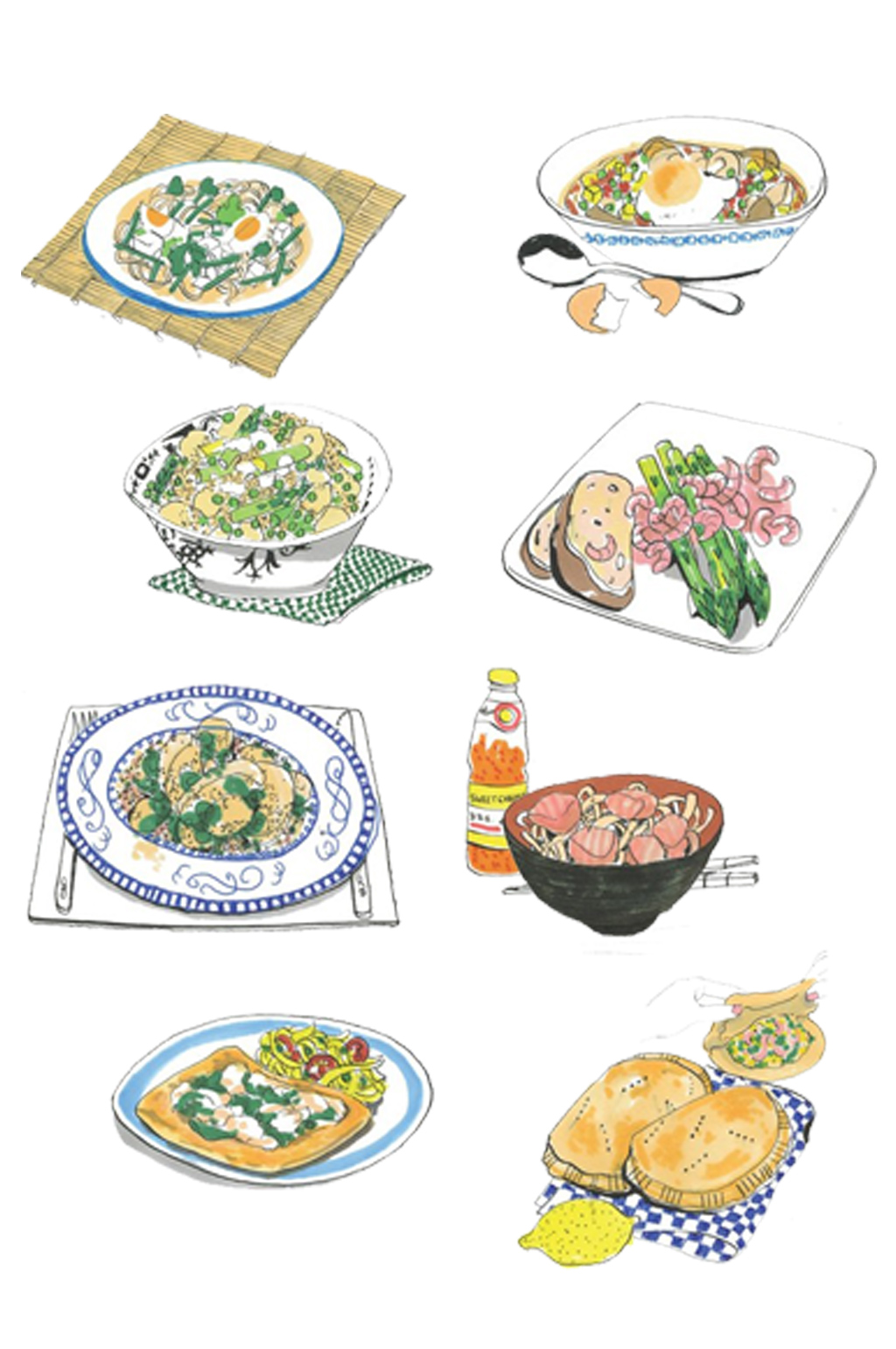 手绘家常菜美食小吃拉面装饰免抠元素