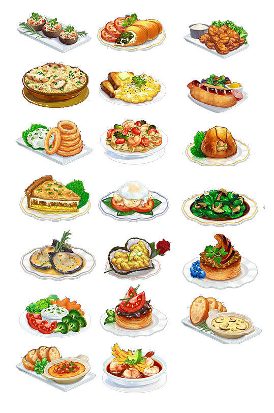 手绘插画早餐食物家常菜美食免抠元素