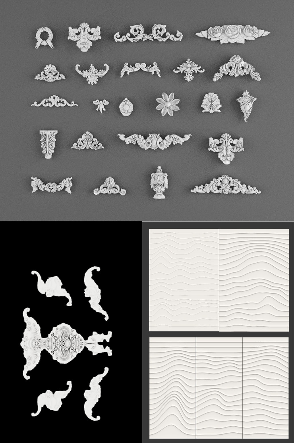 欧式石膏雕花免费3d模型素材