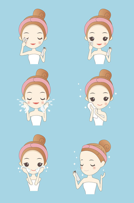 卡通美容护肤女孩图片-卡通美容护肤女孩素材下载-众图网