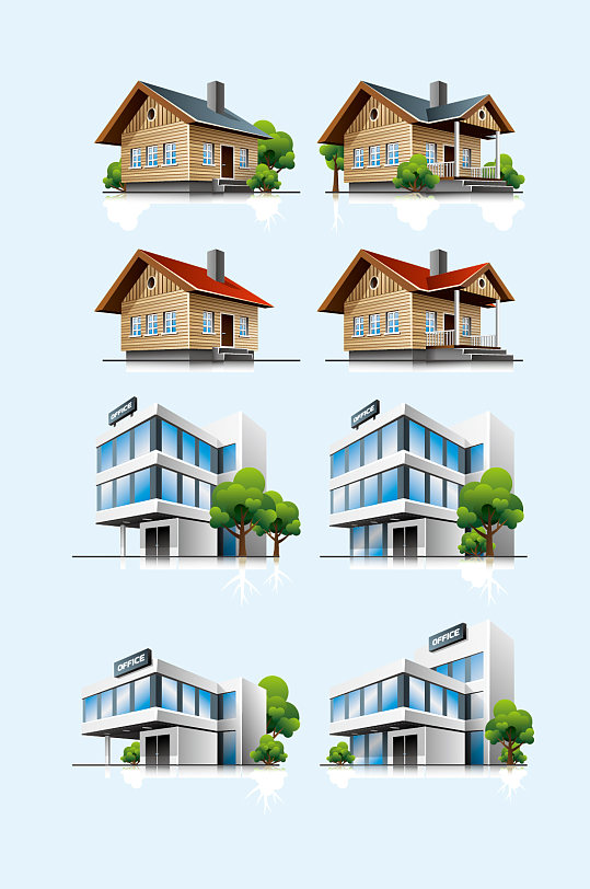 ai矢量房子别墅建筑