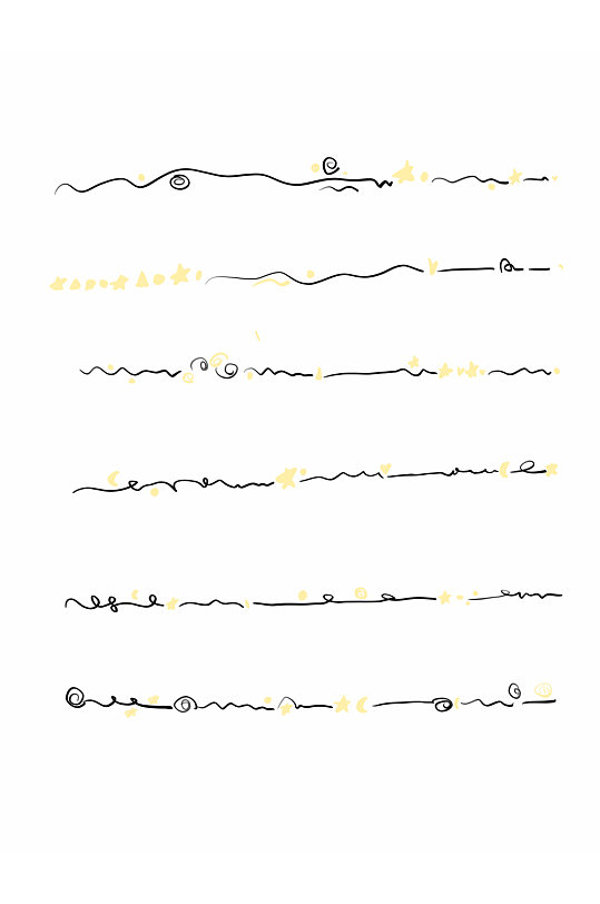 手绘星星分割线简约手帐线条装饰图案元素