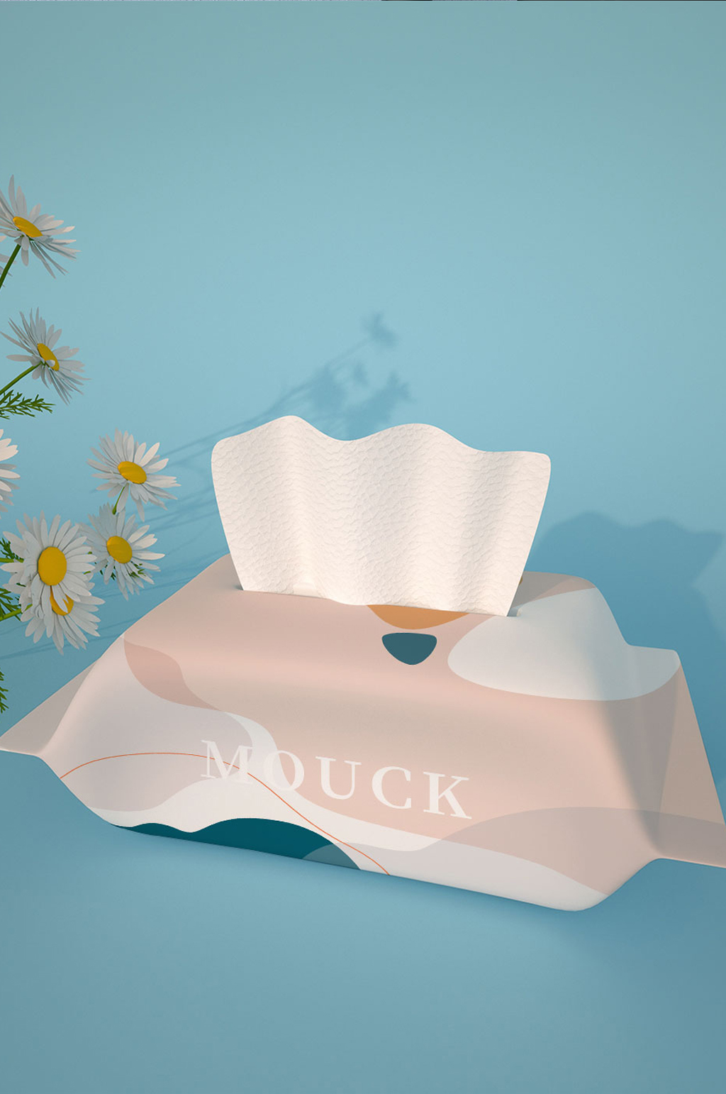 原创3d洗脸抽纸巾棉柔巾包装设计样机