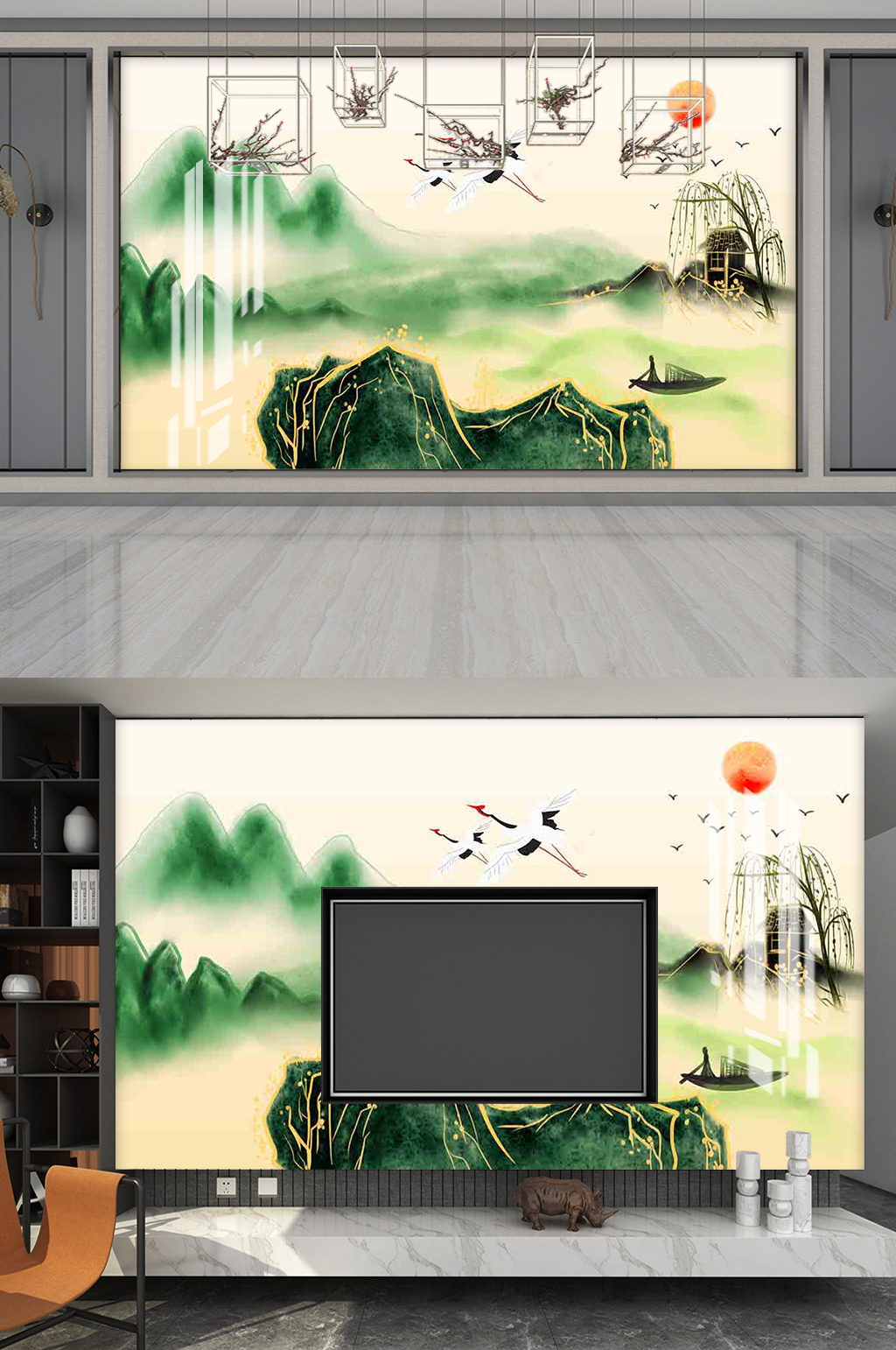 旭日东升电视背景墙