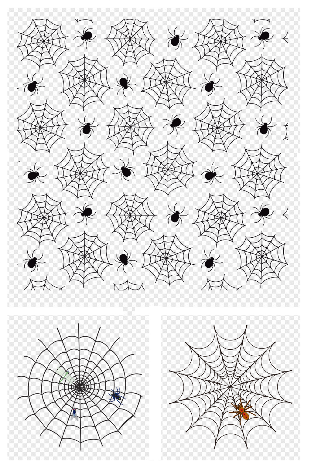 线描画蜘蛛网素材
