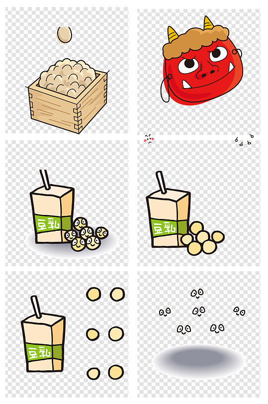 卡通手绘大豆豆浆素材