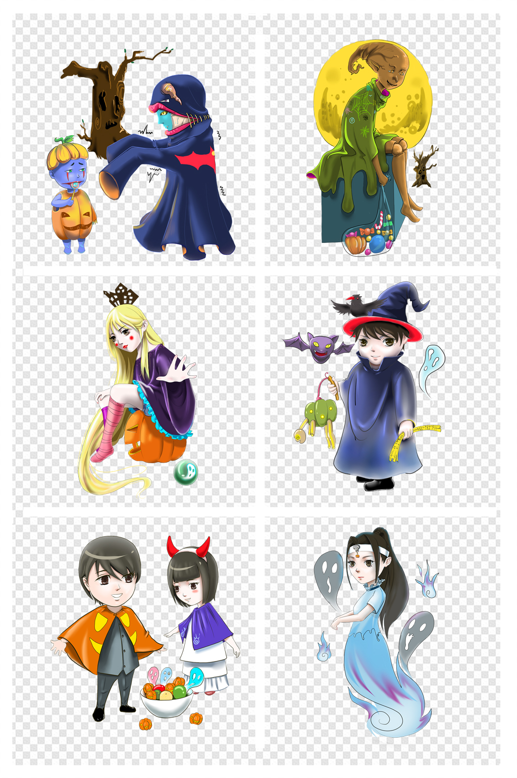 万圣节人物手绘女巫插画