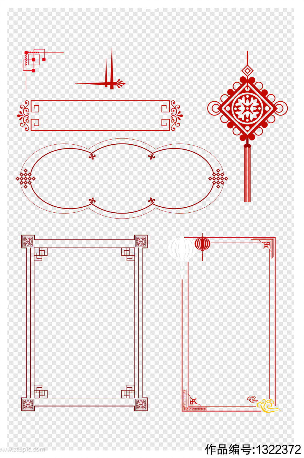 素材边框中国风中国结元素海报边框背景边框