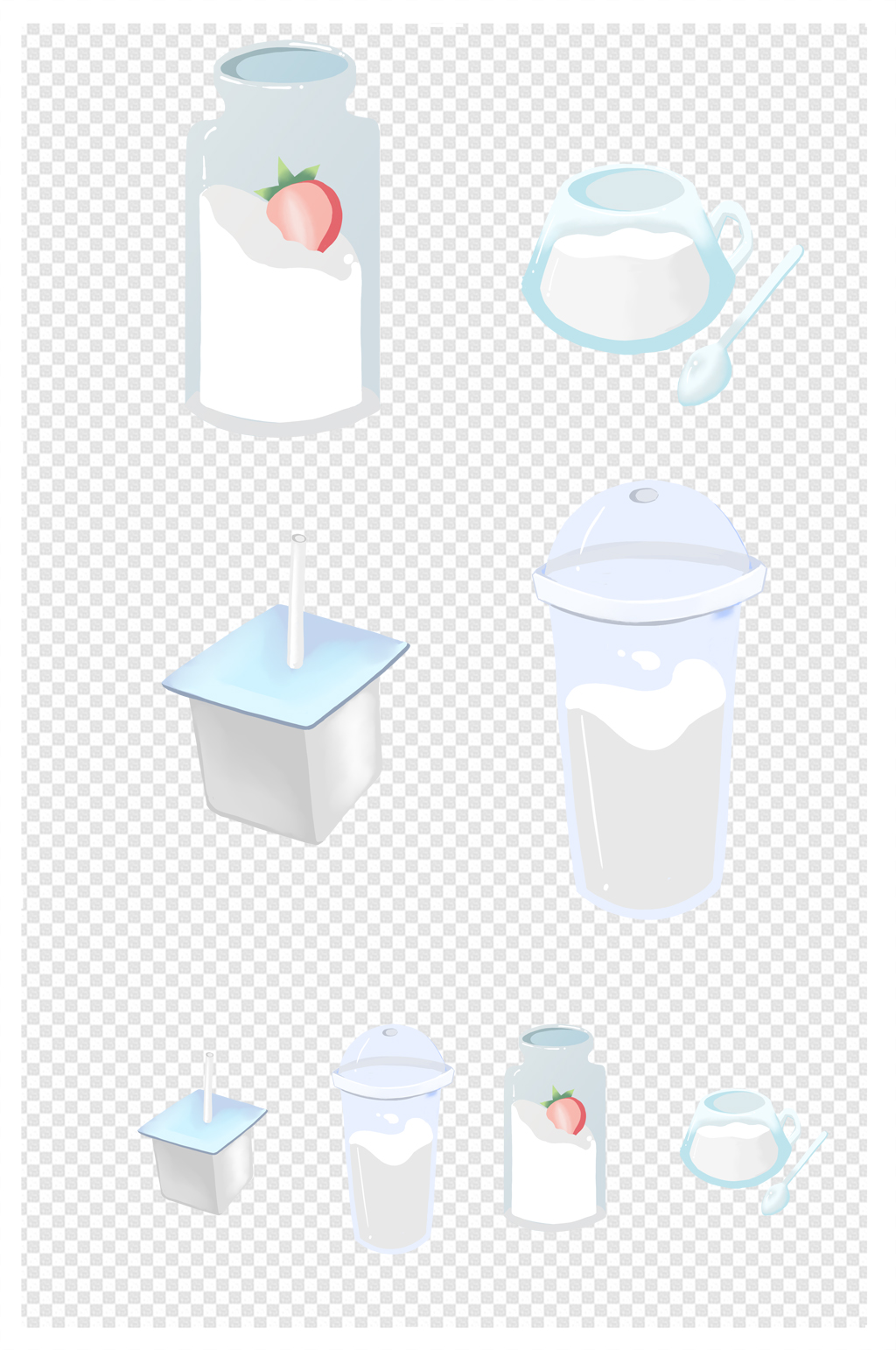 酸奶背景手绘卡通酸奶元素小清新简约