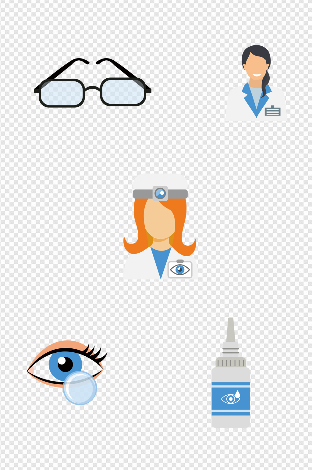 扁平化眼睛眼科医生医用品图标卡通元素