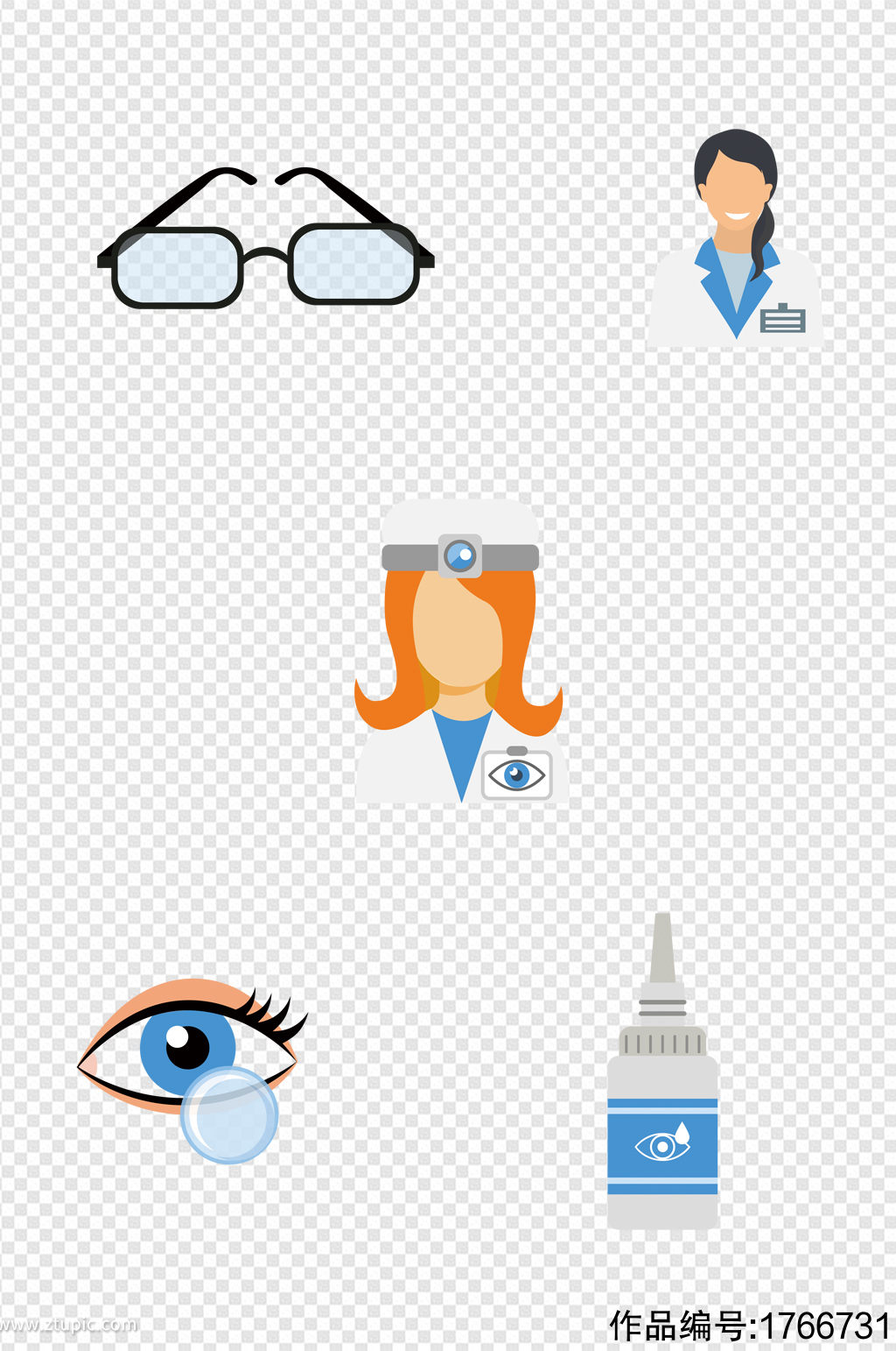 扁平化眼睛眼科医生医用品图标卡通元素