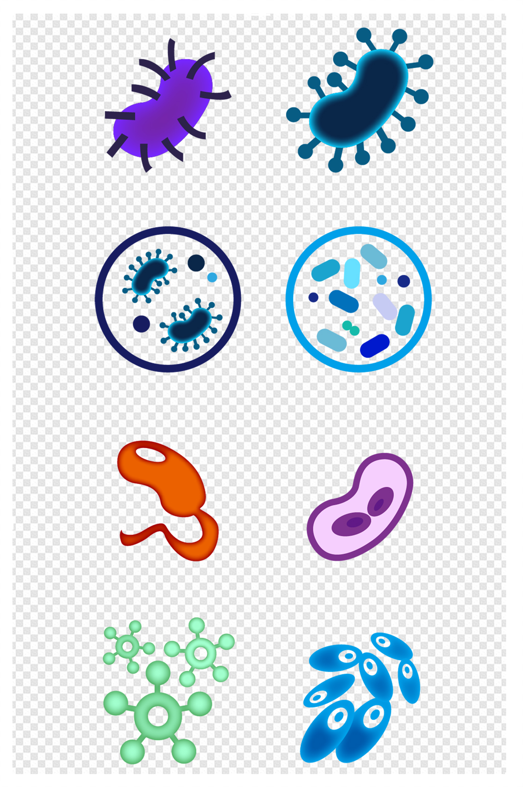 卡通手绘细菌细胞病毒元素素材