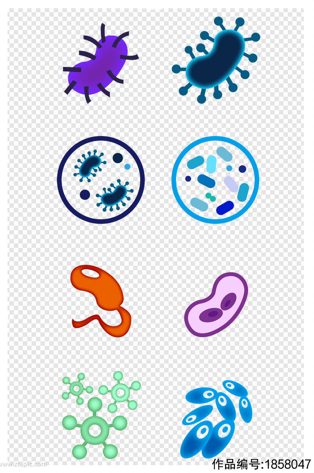 卡通手绘细菌细胞病毒元素素材