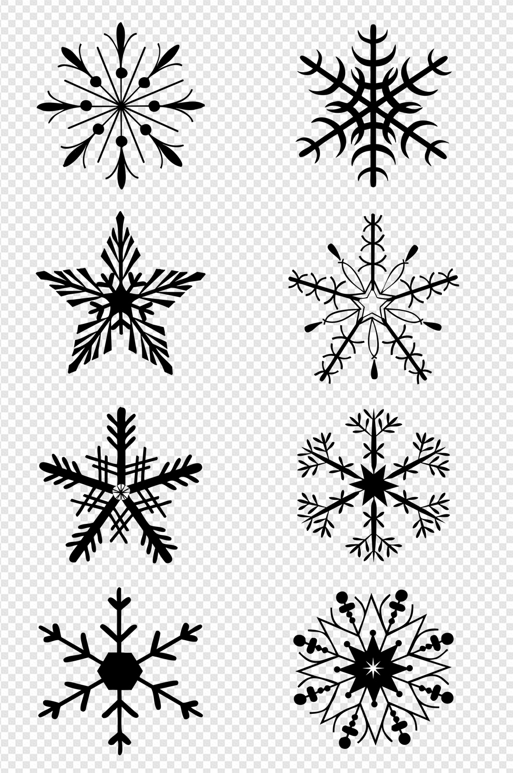 圣诞节白色雪花元素素材简约冬天素材剪影