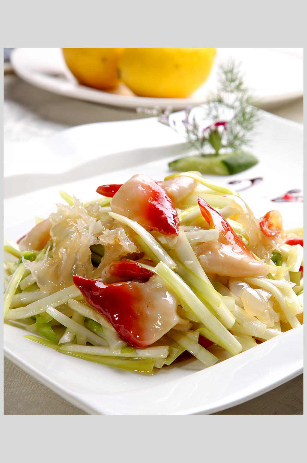 韭黄炒双脆美食高清图片素材