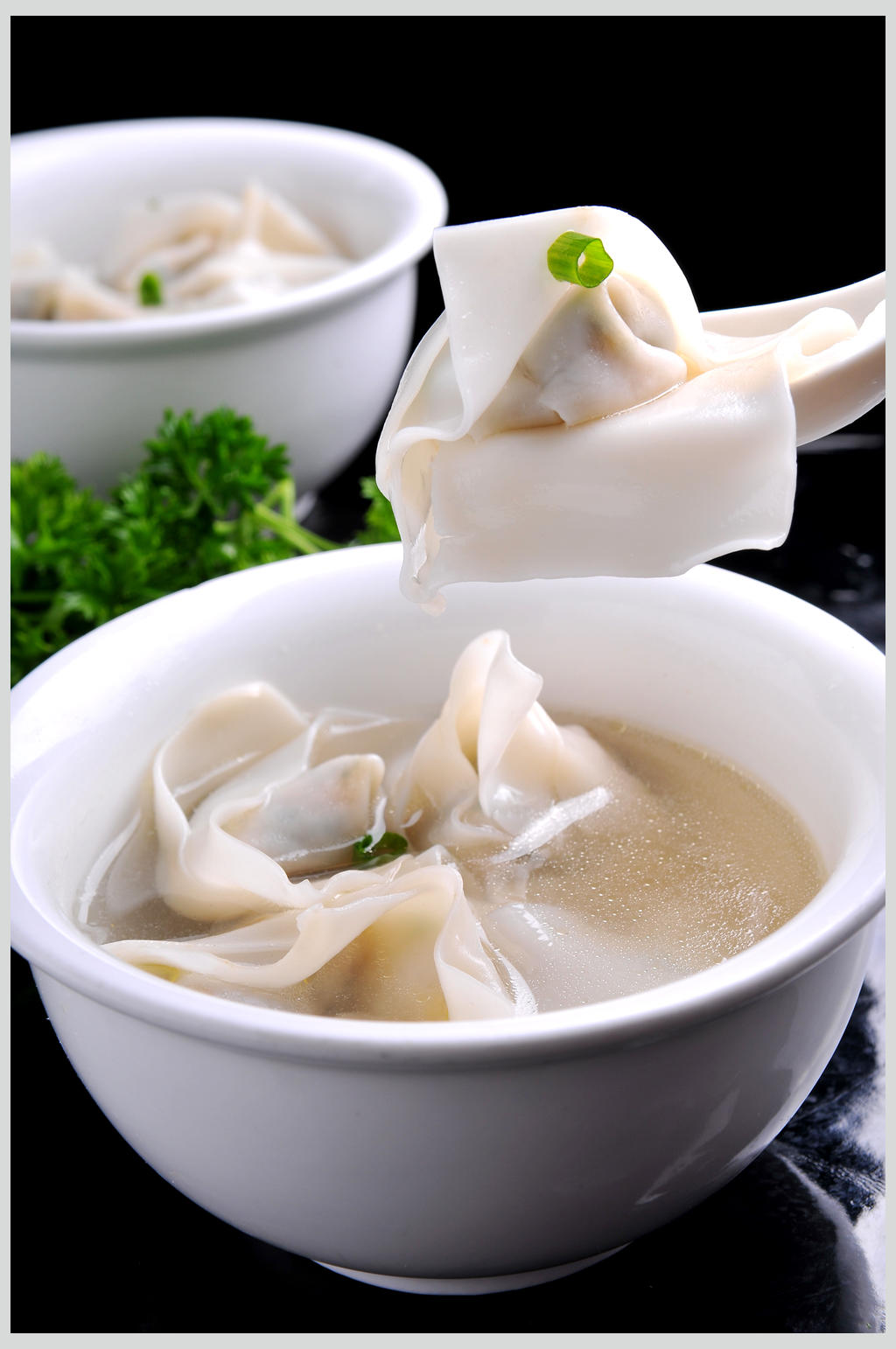 鸡汁野菜抄手素材