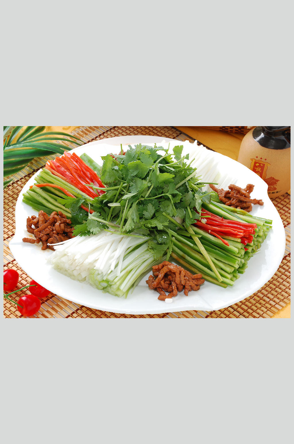 肉丝老虎菜高清美食图片素材
