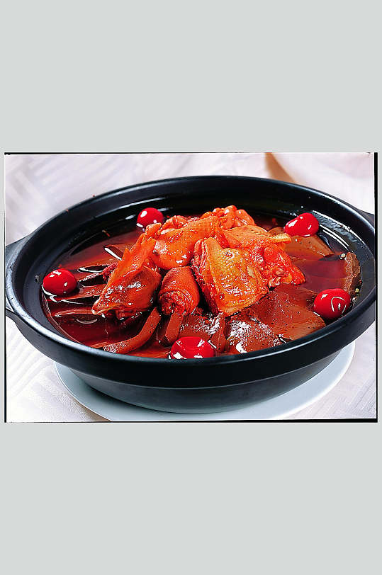 老公鸡烧鸭血美食高清图片