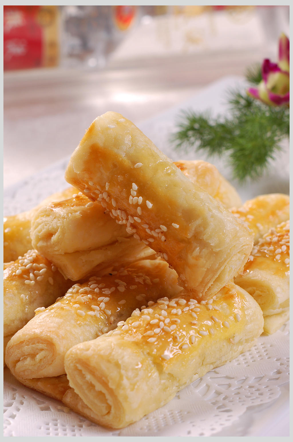 小吃叉烧酥素材
