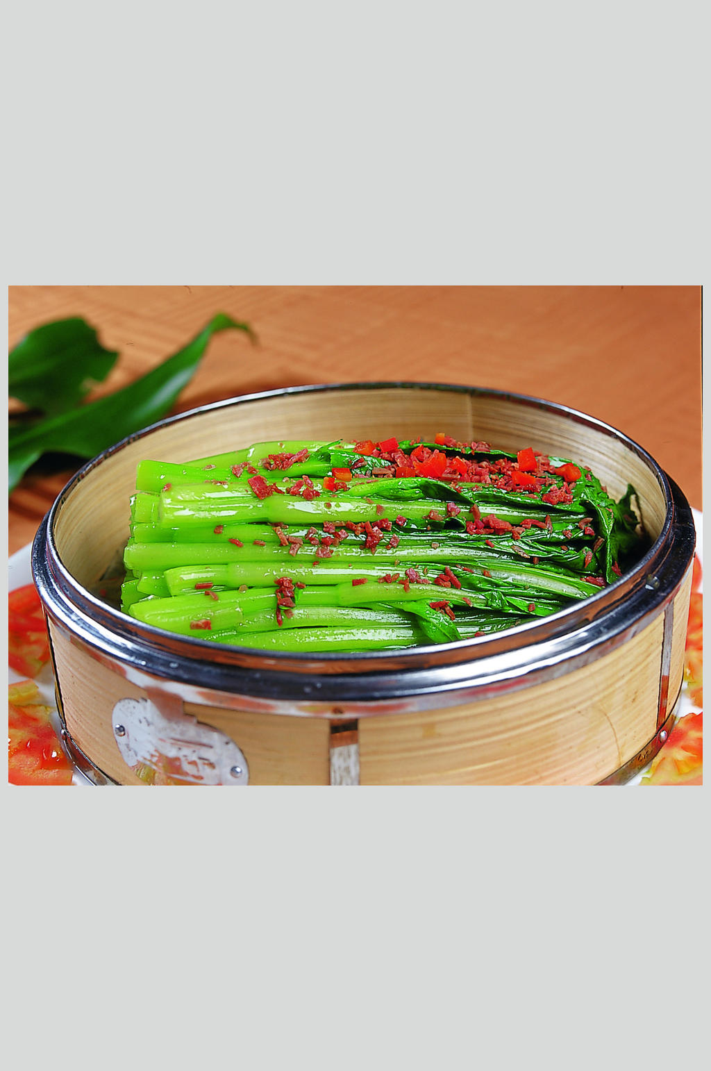 笼仔荷叶蒸菜心素材