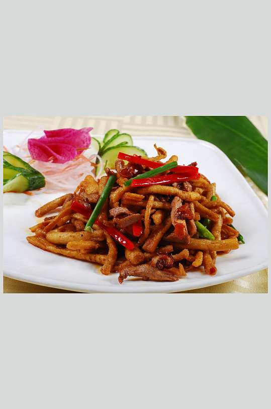 鲜茶树菇爆鸭丝