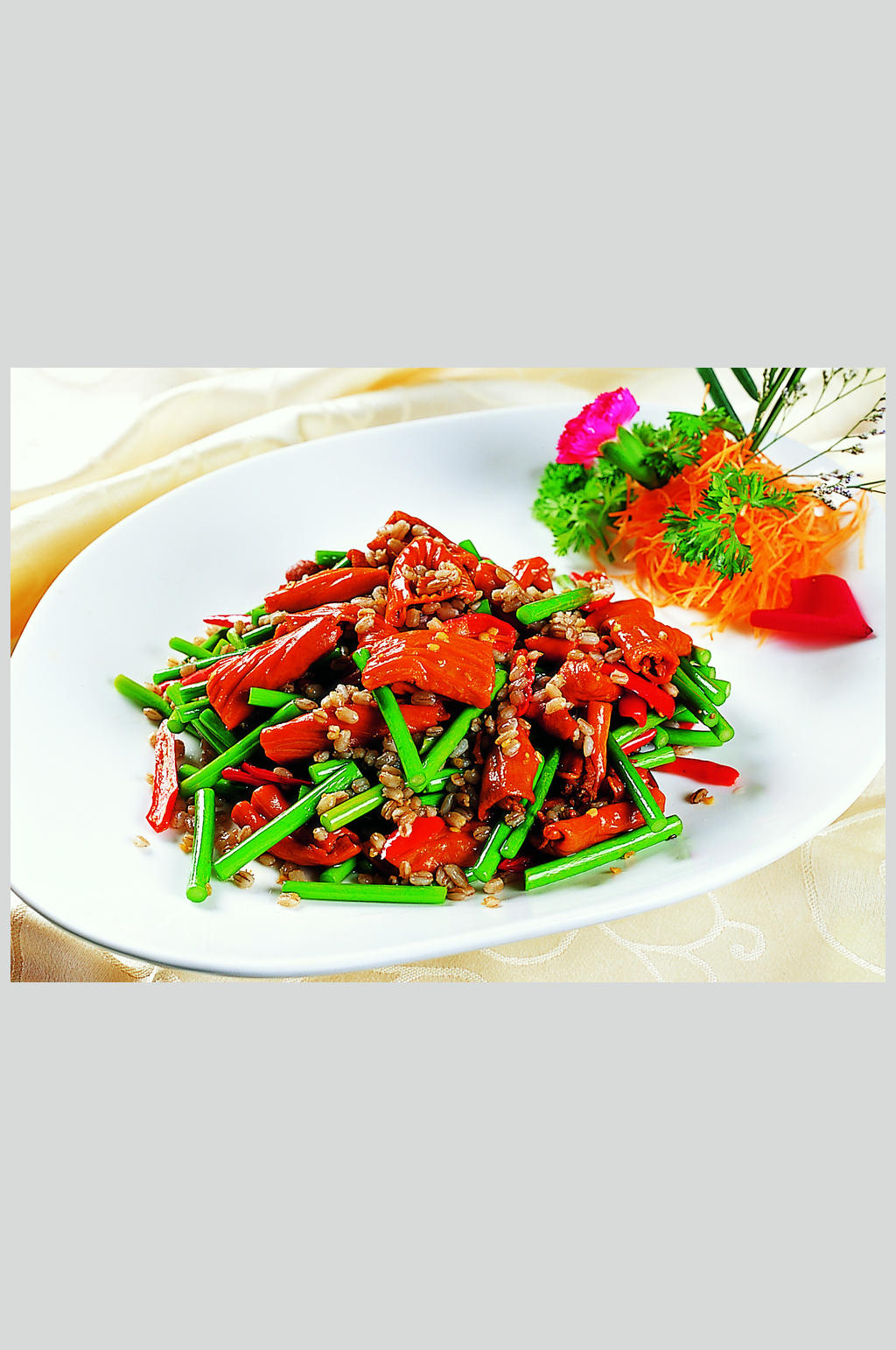 麦仁炒鹅肠美食高清图片素材