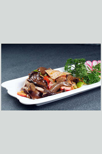 牛肝菌炒素回锅肉高清餐饮美食图片