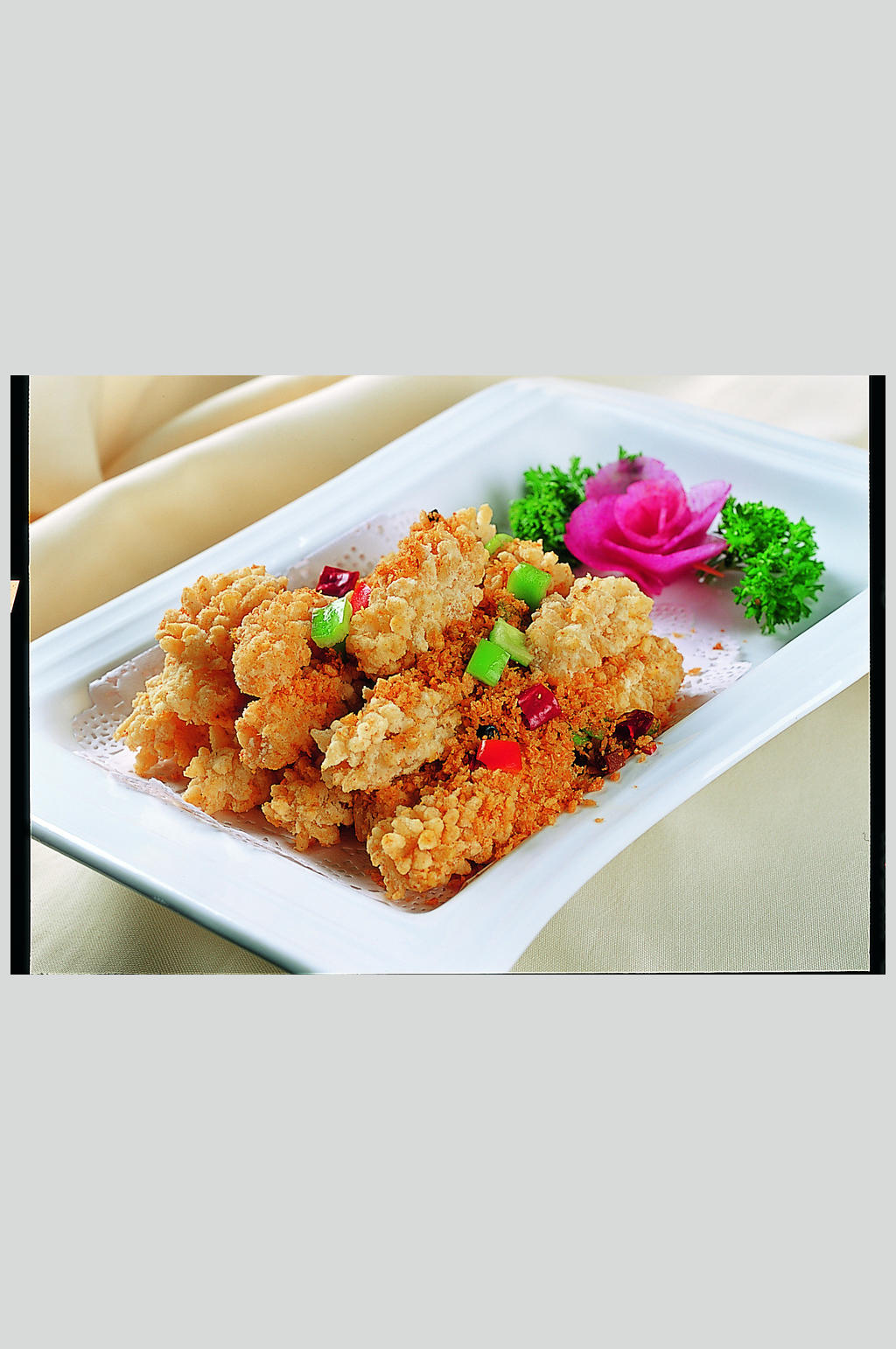 椒盐鲜鱿花美食高清图片素材