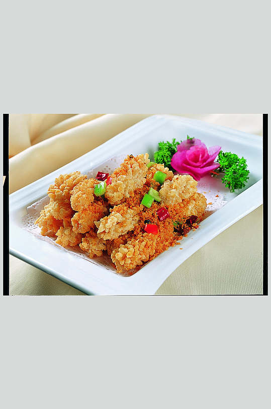 椒盐鲜鱿花美食高清图片