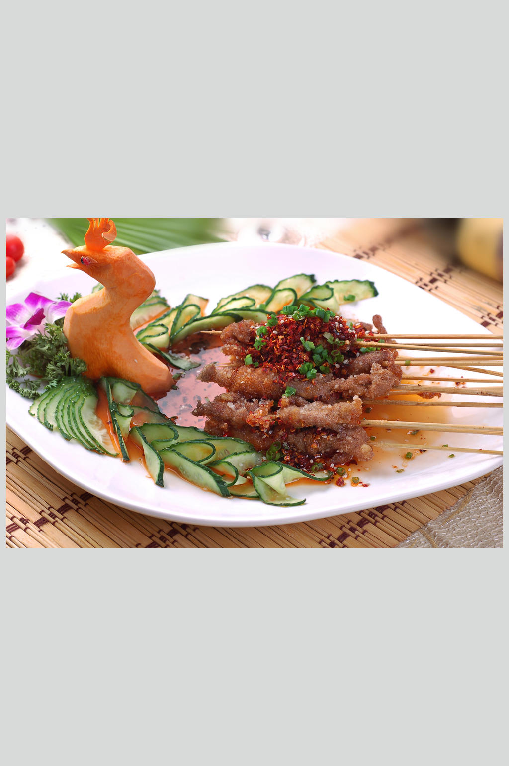 孔雀羊肉串素材