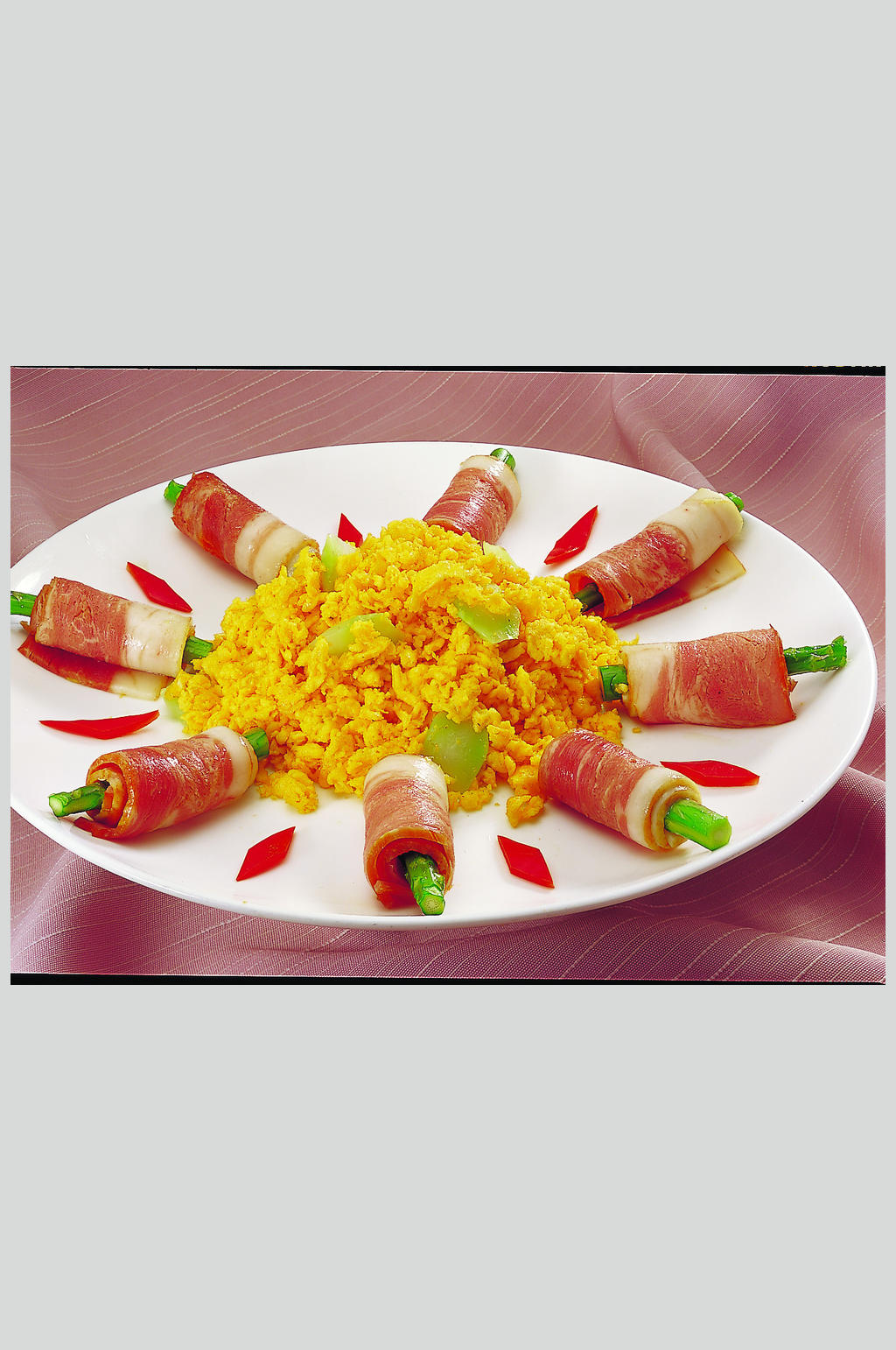 芦笋培根炒桂花美食高清图片素材