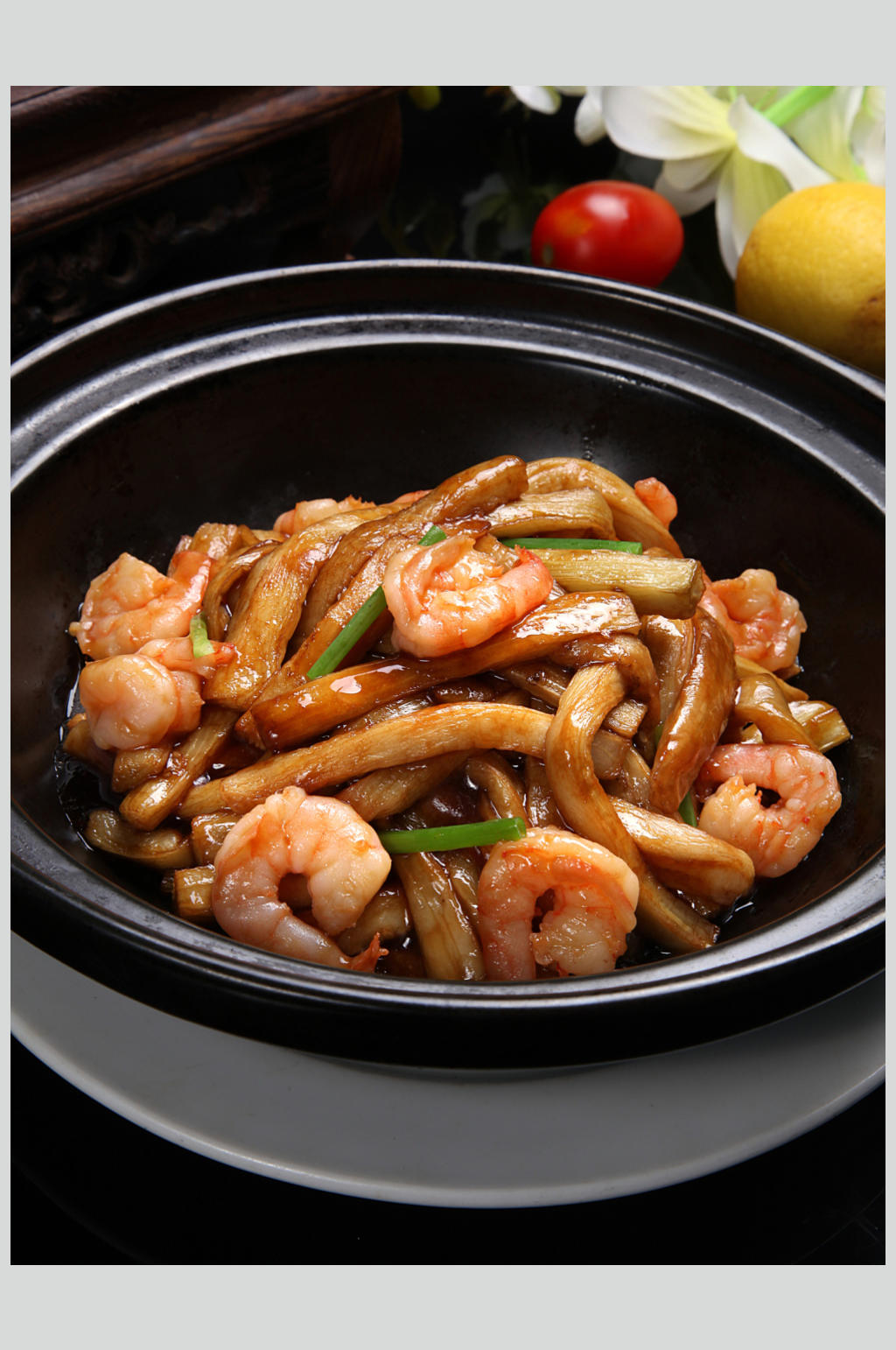 鲜虾茄子煲素材