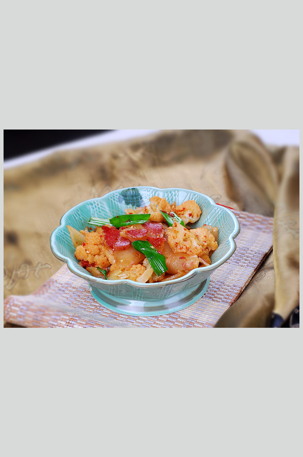 花菜炒风肉素材