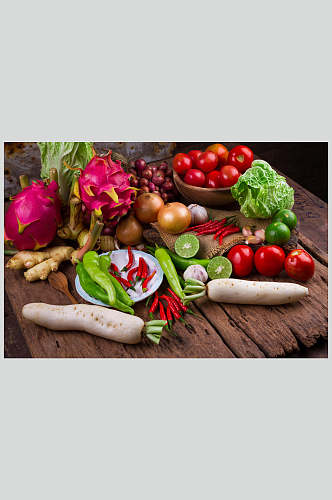 高清蔬菜美食图片火龙果 白萝卜番茄