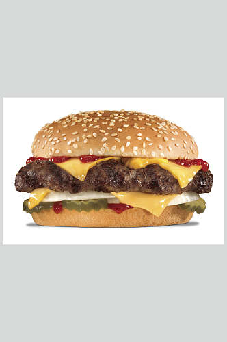 双层芝士汉堡美食图片