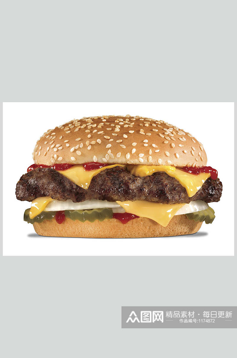 双层芝士汉堡美食图片素材